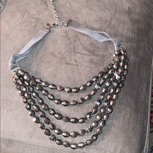 Chico’s Velvet & Silver Mirror beaded Necklace